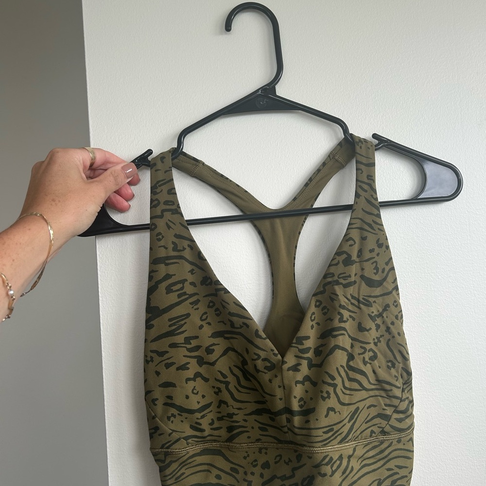 Athleta Olive Animal Print Sports Bra